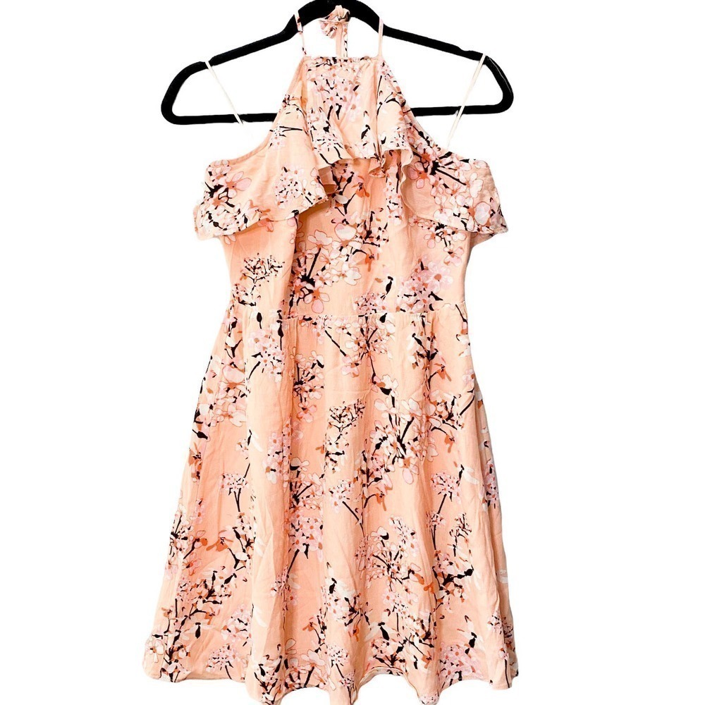 NWT Cupcakes and Cashmere Orange Pink Halter Mini Dress size 4